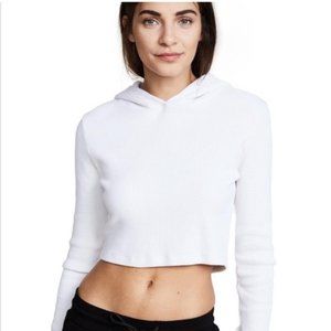 Cotton Citizen Cream Monaco Crop Thermal Hoodie M
